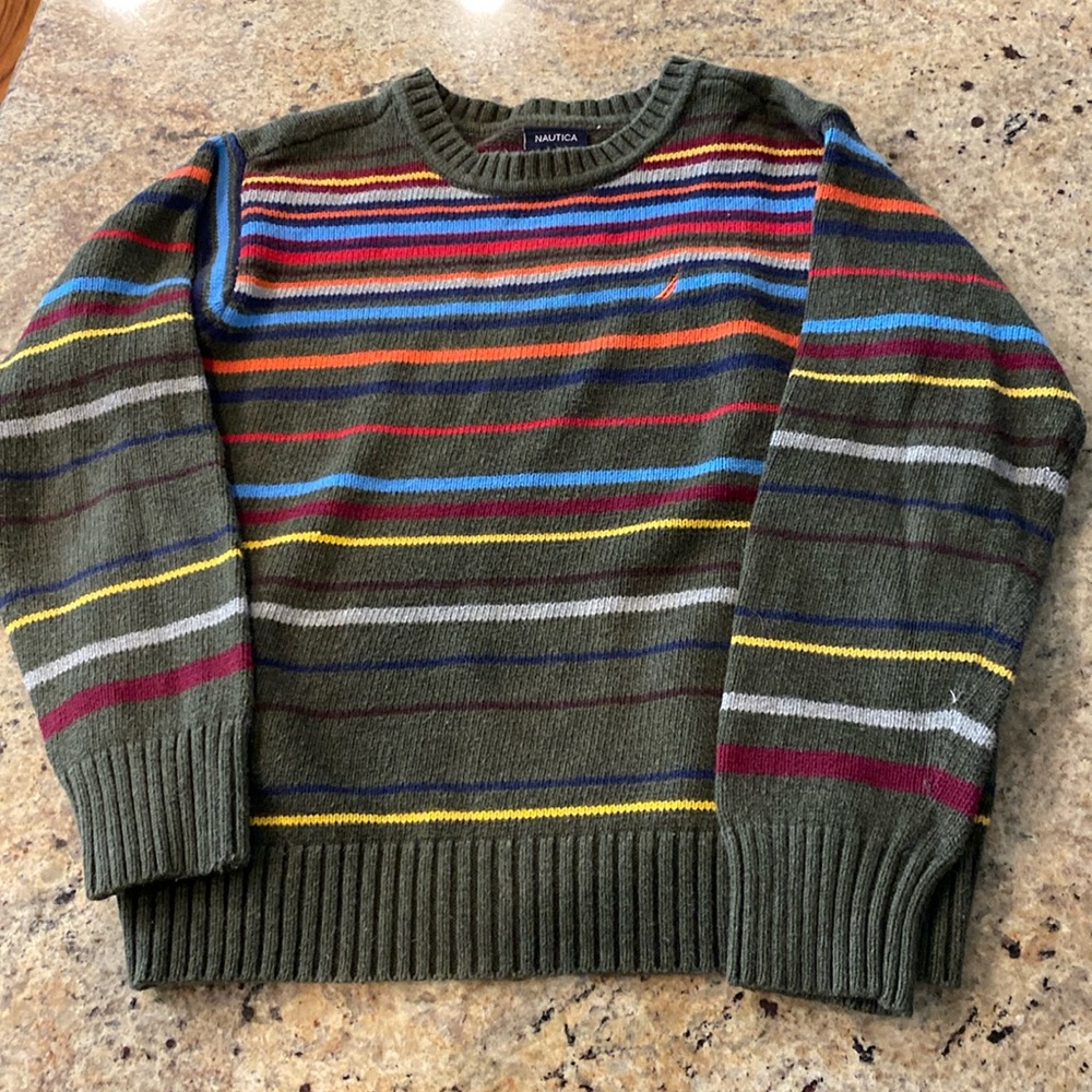 NAUTICA CREW STRIPPED SWEATER KIDS SIZE 8/10 100% COTTON